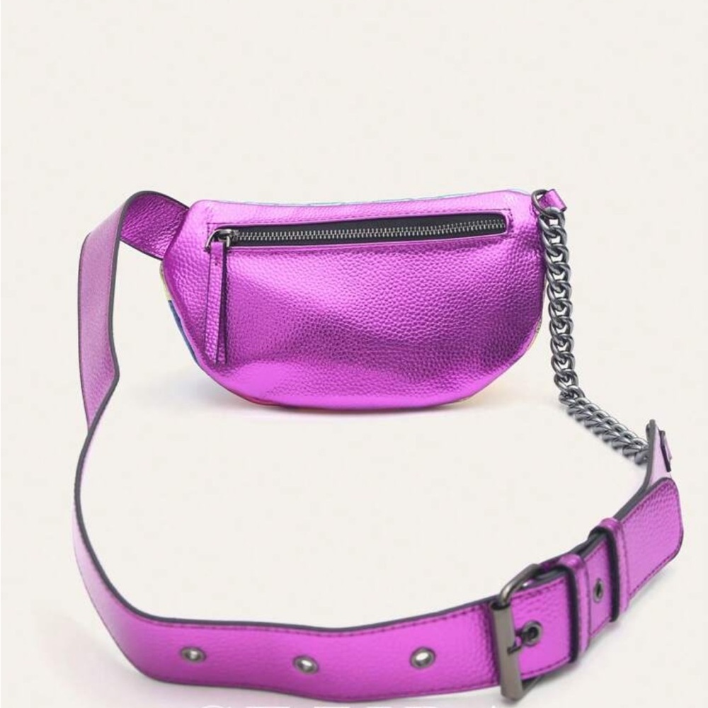 Vibrant Multicolor Patchwork Leather Crossbody Belt Bag - Picture 7 of 10
